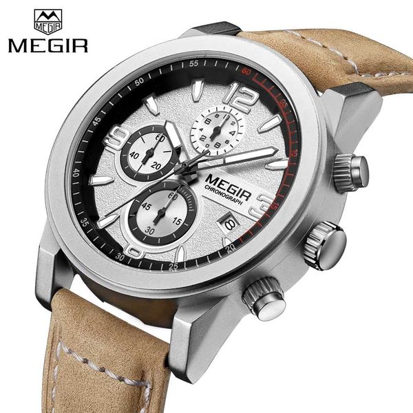 megir fashion leather men's quartz watches clock sport men watch army chronogragph male relogio masculino, Slivery;brown
megir fashion leather men's quartz watches clock sport men watch army chronogragph male relogio masculino, Slivery;brown
