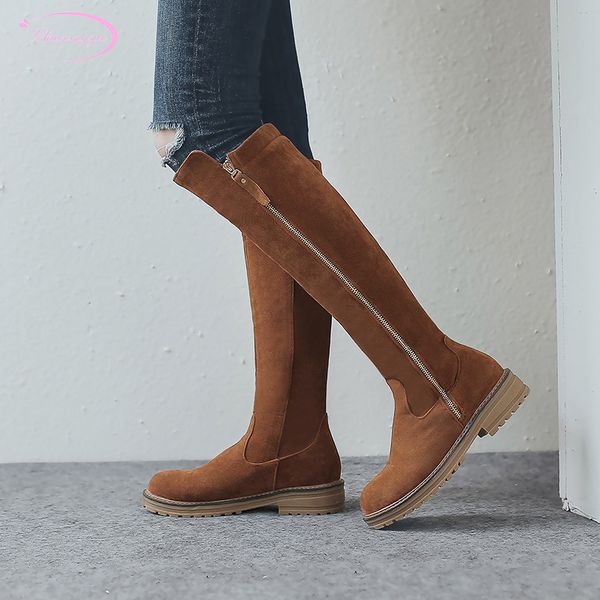 casual knee-high boots nubuck round toe fashion zipper waterproof black brown medium heel thick women's motorcycle boots
casual knee-high boots nubuck round toe fashion zipper waterproof black brown medium heel thick women's motorcycle boots