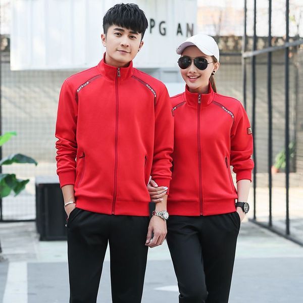 2019 Tide Autumn Knitting Lettering School Uniform Tourism Group Serve Men And Women Lovers Serve Motion Suit