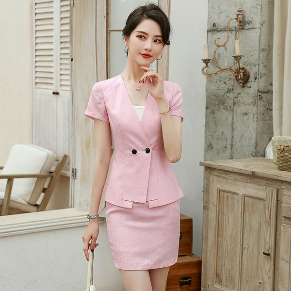 work dresses 2021 spring and summer elegant skirt suit two-piece workwear casual striped short sleeve women's blazer business attire, White;black
work dresses 2021 spring and summer elegant skirt suit two-piece workwear casual striped short sleeve women's blazer business attire, White;black