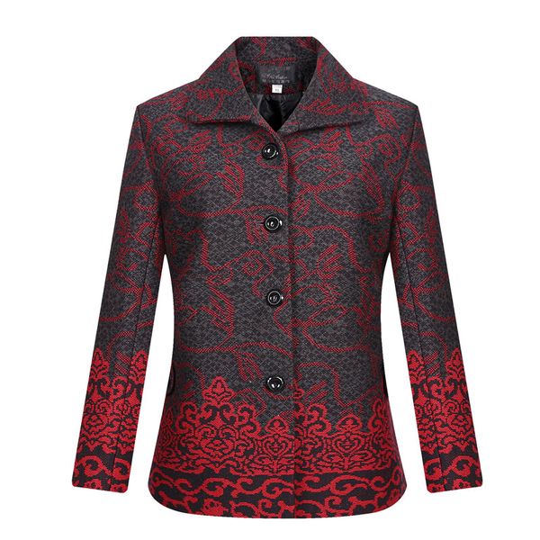 2019 spring autumn middle-aged women's woolen jacket single-breasted mother print slim coat casual female plus size jackets, Black
2019 spring autumn middle-aged women's woolen jacket single-breasted mother print slim coat casual female plus size jackets, Black