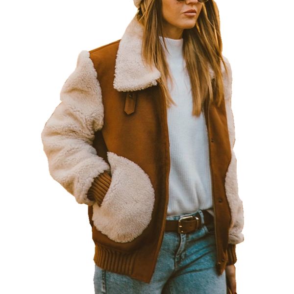 women spliced fleece patchwork suede faux leather coats 2019 winter warm thick flocking jackets oversize large female streetwear, Black
women spliced fleece patchwork suede faux leather coats 2019 winter warm thick flocking jackets oversize large female streetwear, Black
