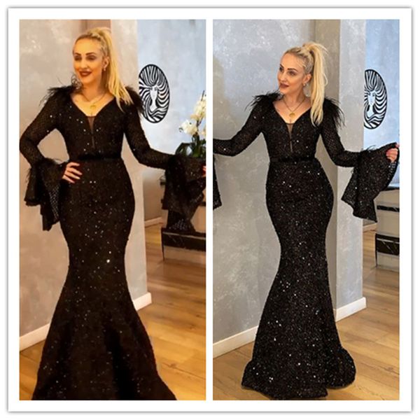 elegant sequins mermaid prom dresses feather shoulder evening dress party pageant gowns long special occasion dress dubai robes de soire, Black;red
elegant sequins mermaid prom dresses feather shoulder evening dress party pageant gowns long special occasion dress dubai robes de soire, Black;red