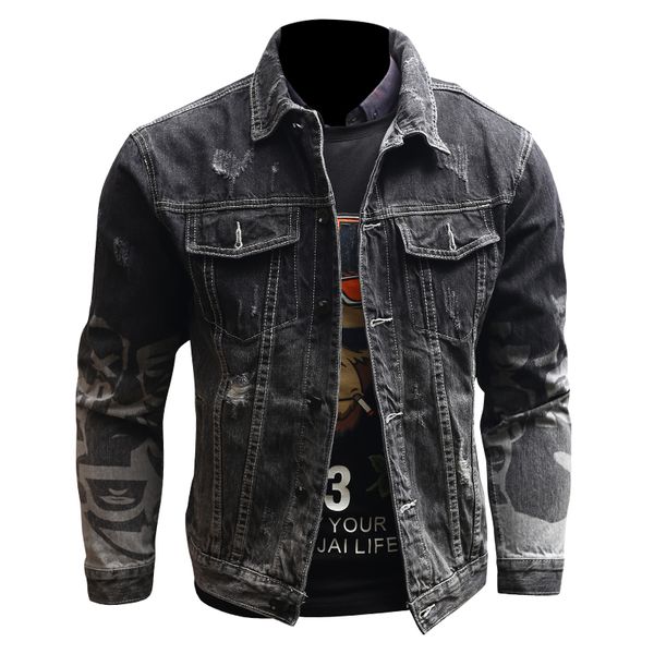 camouflage black denim jacket men spring autumn streetwear fashion jeans coat casual outwear, Black;brown 
camouflage black denim jacket men spring autumn streetwear fashion jeans coat casual outwear, Black;brown