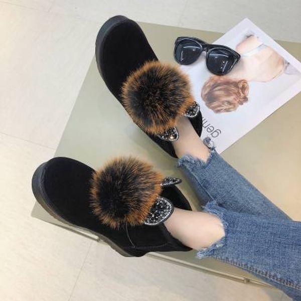 winter new women's boots fur headphones cute boots waterproof and velvet thick warm shoes made of cotton, Black
winter new women's boots fur headphones cute boots waterproof and velvet thick warm shoes made of cotton, Black