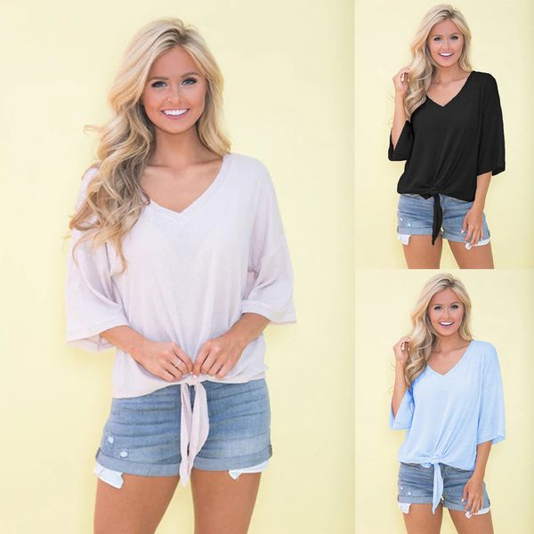 women's t-shirt women tshirts casual half length sleeves female summer loose fit thin v neck pullover, White
women's t-shirt women tshirts casual half length sleeves female summer loose fit thin v neck pullover, White