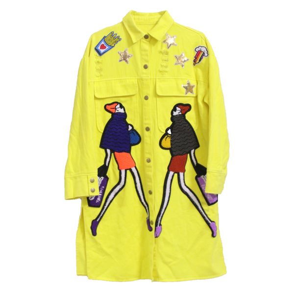denim jaet 2019 autumn patch embroidery female long loose cowboy jaet fashion casual stitching hole windbreaker coat496, Black;brown
denim jaet 2019 autumn patch embroidery female long loose cowboy jaet fashion casual stitching hole windbreaker coat496, Black;brown