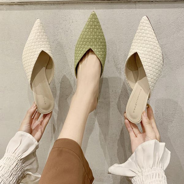 2020 lady shoes point toe knitting leather mules as0043, Black
2020 lady shoes point toe knitting leather mules as0043, Black