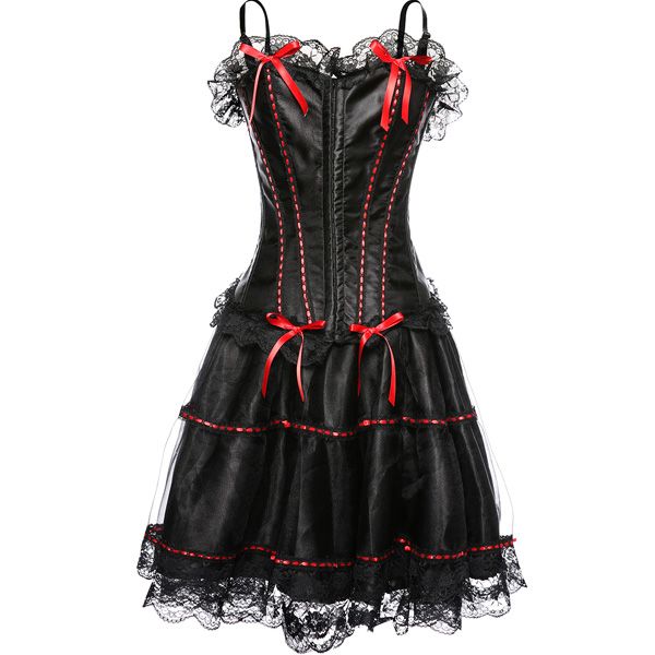 women's vintage victorian steampunk corset dress showgirl spaghetti strap off shoulder retro punk costume corsets sets 16o67, Black;white
women's vintage victorian steampunk corset dress showgirl spaghetti strap off shoulder retro punk costume corsets sets 16o67, Black;white
