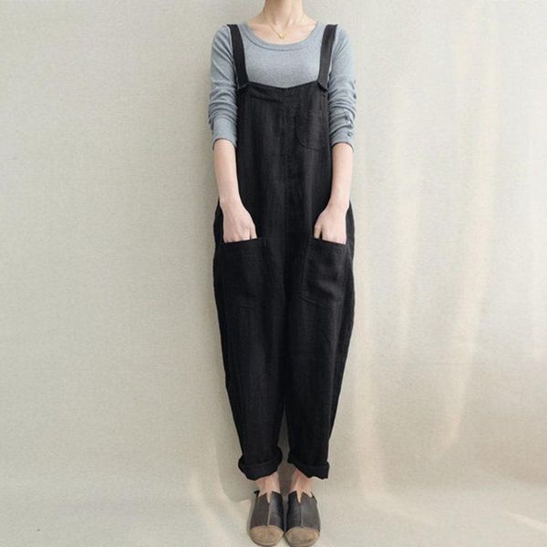 women's jumpsuits & rompers fashion solid color jumpsuit women sleeveless dungarees loose cotton linen long playsuit party #yl10, Black;white
women's jumpsuits & rompers fashion solid color jumpsuit women sleeveless dungarees loose cotton linen long playsuit party #yl10, Black;white