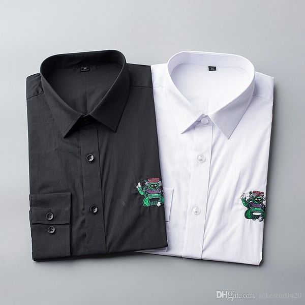 mens luxury shirts fashion bees embroidered long sleeve dress shirts brand classic turn down neck business 174, White;black
mens luxury shirts fashion bees embroidered long sleeve dress shirts brand classic turn down neck business 174, White;black