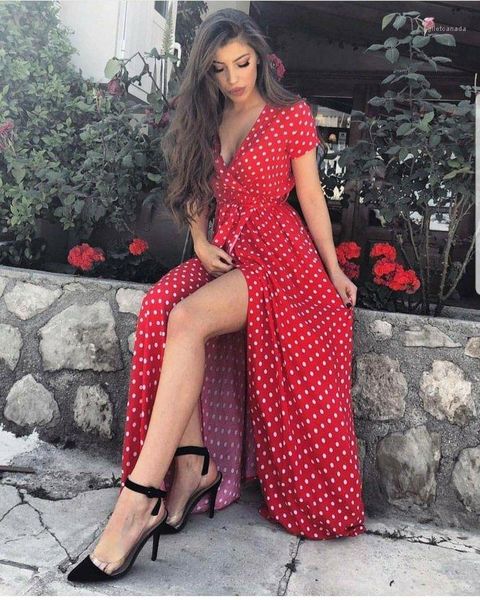dot dresses summer v-neck four colors short sleeves beach holiday seaside casual dresses women maxi polka, Black;gray
dot dresses summer v-neck four colors short sleeves beach holiday seaside casual dresses women maxi polka, Black;gray
