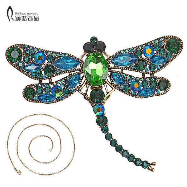 vintage animal crystal rhinestone dragonfly for women dress scarf pendant necklace jewelry accessories gift, Silver
vintage animal crystal rhinestone dragonfly for women dress scarf pendant necklace jewelry accessories gift, Silver