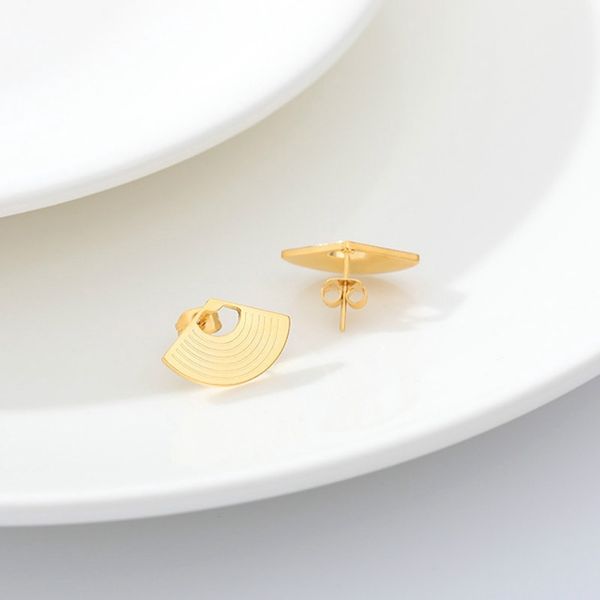 fashion jewelry stainless steel fan earrings exquisite ear studs party everyday accessoires women gifts, Golden;silver
fashion jewelry stainless steel fan earrings exquisite ear studs party everyday accessoires women gifts, Golden;silver