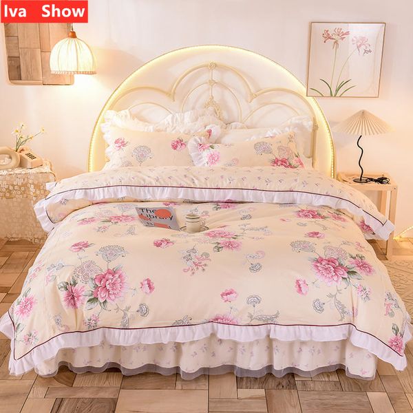 iva show pure cotton light yellow bedding set reactive print lace bed skirt wide edge pillowcase /king size bed four-pieces
iva show pure cotton light yellow bedding set reactive print lace bed skirt wide edge pillowcase /king size bed four-pieces