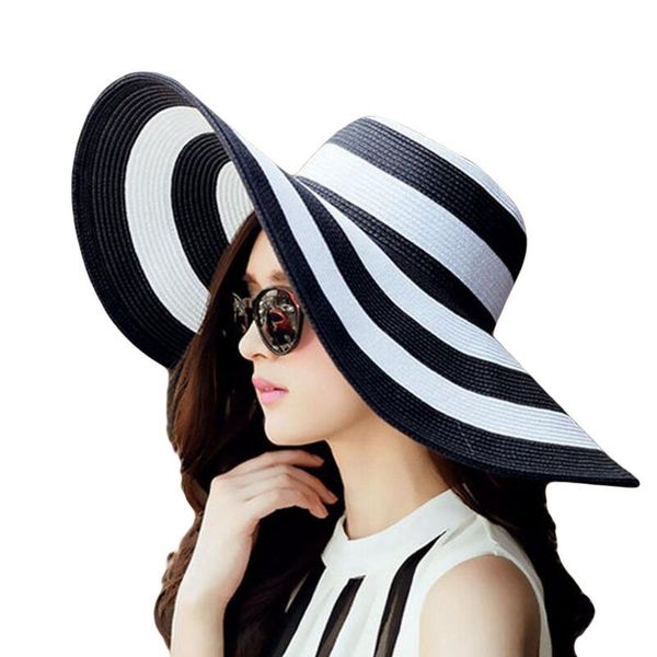 summer travel beach floppy hats sun cap women's foldable big brim striped straw sun hat wide large brim cap, Blue;gray
summer travel beach floppy hats sun cap women's foldable big brim striped straw sun hat wide large brim cap, Blue;gray