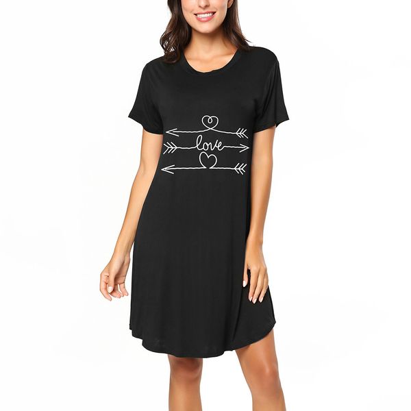 women short sleeve round collar printing dress nightgown for home sleeping th36, Black;red
women short sleeve round collar printing dress nightgown for home sleeping th36, Black;red
