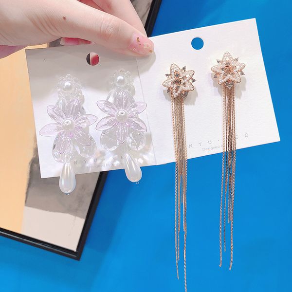 korean super fairy aesthetic transparent purple crystal flower temperament sweet rhinestones pearl star long tassel earrings, Silver
korean super fairy aesthetic transparent purple crystal flower temperament sweet rhinestones pearl star long tassel earrings, Silver