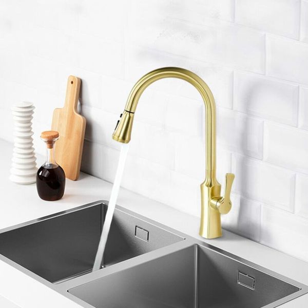 

Kitchen Faucets Brushed Gold Torneira Para Cozinha De Parede Crane For Kitchen Water Mixer Tap Black Sink Mixer FaucetKitchen Faucets Brushe