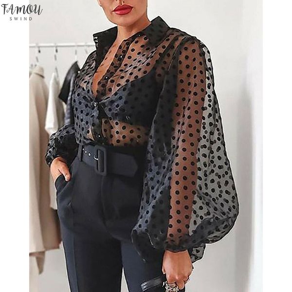 elegant women perspective mesh sheer long puff sleeve polka dot printed plaid button down v neck shirt chiffon blouse, White
elegant women perspective mesh sheer long puff sleeve polka dot printed plaid button down v neck shirt chiffon blouse, White