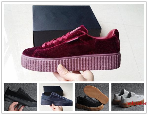 womens rihanna riri fenty platform creeper velvet pack burgundy black grey color brand ladies classic casual shoes 36-39
womens rihanna riri fenty platform creeper velvet pack burgundy black grey color brand ladies classic casual shoes 36-39