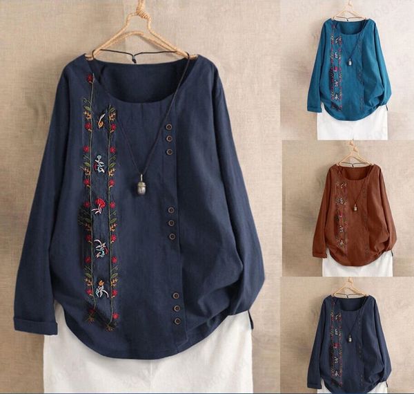 fast and embroidery loose casual round collar embroidered cotton and linen t-shirt cotton linen long sleeve t-shirt, White
fast and embroidery loose casual round collar embroidered cotton and linen t-shirt cotton linen long sleeve t-shirt, White