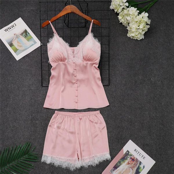 lace female cami+shorts 2pcs nightwear summer pajama pijama set deep v-neck sleepwear suit faux silk home clothes -xxl, Blue;gray
lace female cami+shorts 2pcs nightwear summer pajama pijama set deep v-neck sleepwear suit faux silk home clothes -xxl, Blue;gray