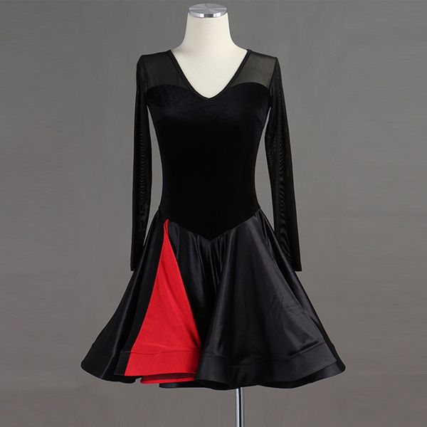 new long sleeve black latin dance costumes women's girls performance salsa latin dance dress, Black;red
new long sleeve black latin dance costumes women's girls performance salsa latin dance dress, Black;red
