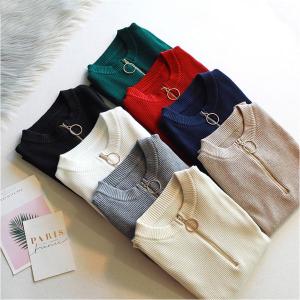 woman sweaters designer sweater chic zipper sweater new autumn pullover female o neck knitted slim pullovers female pull, White;black
woman sweaters designer sweater chic zipper sweater new autumn pullover female o neck knitted slim pullovers female pull, White;black