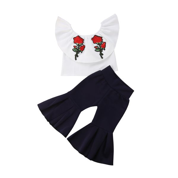 2018 flared pants outfits kid baby girl white collar floral +loose leggings clothes 2pcs summer fashion set
2018 flared pants outfits kid baby girl white collar floral +loose leggings clothes 2pcs summer fashion set