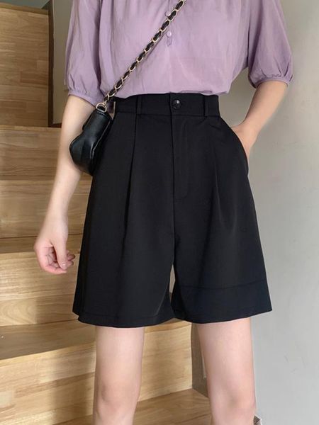 women's shorts high waist women korean style loose casual 2021 spring summer zipper pockets straight, White;black
women's shorts high waist women korean style loose casual 2021 spring summer zipper pockets straight, White;black