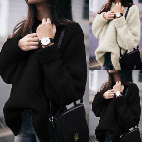 knitted sweater pullovers womens long sleeve solid sweater casual loose knitwear pullover female soft bottom jumper, White;black
knitted sweater pullovers womens long sleeve solid sweater casual loose knitwear pullover female soft bottom jumper, White;black