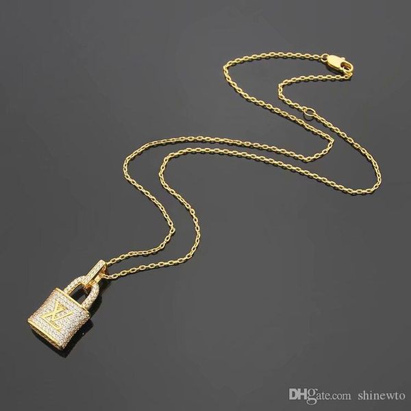 new arrive fashion lady women brass 18k plated gold necklace with v letter full diamond lock charm, Silver
new arrive fashion lady women brass 18k plated gold necklace with v letter full diamond lock charm, Silver