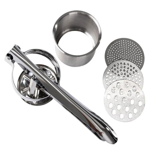 1pc stainless steel potato ricer with 3 interchangeable fineness discs crushing potatoes puree maker tool fruit vegetable tools
1pc stainless steel potato ricer with 3 interchangeable fineness discs crushing potatoes puree maker tool fruit vegetable tools