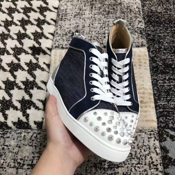 red bottom sneakers for men flat spikes sneaker,lace up blue denim casual wedding party pecfect walking wedding shoes eu35-46, Black
red bottom sneakers for men flat spikes sneaker,lace up blue denim casual wedding party pecfect walking wedding shoes eu35-46, Black