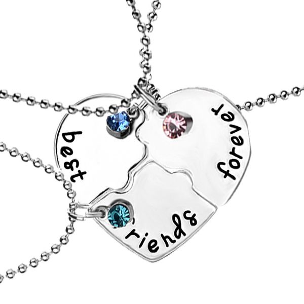 

3pc / комплект Мода ожерелье Лучшие друзья навсегда ожерелье кулон сердце Посеребр