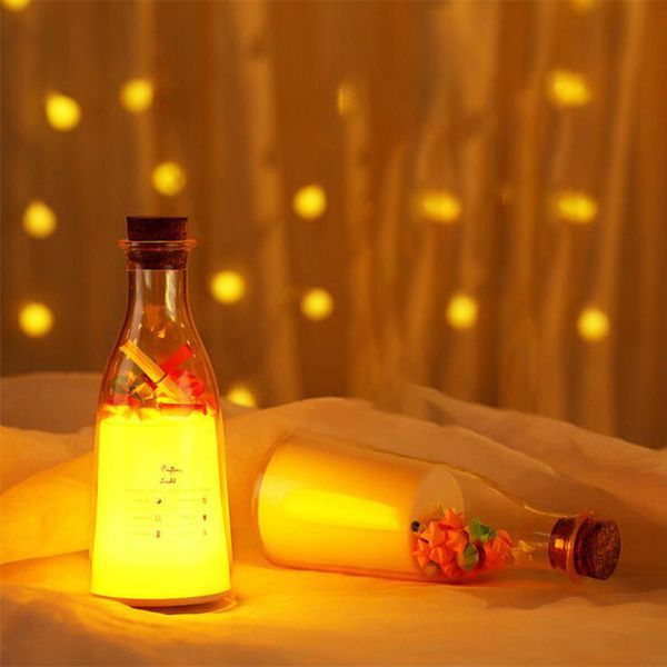 Brelong Milk Bottle With Sleep Message Light Drift Bottle Night Light Colorful Lover Gift Wishing Bottle Lamp 1 Pc