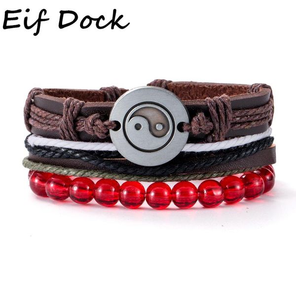 eif dock 3pcs/set yin yang bracelet handmade braided leather bracelets tai chi red glass beads bangles punk jewelry for men gift, Golden;silver
eif dock 3pcs/set yin yang bracelet handmade braided leather bracelets tai chi red glass beads bangles punk jewelry for men gift, Golden;silver