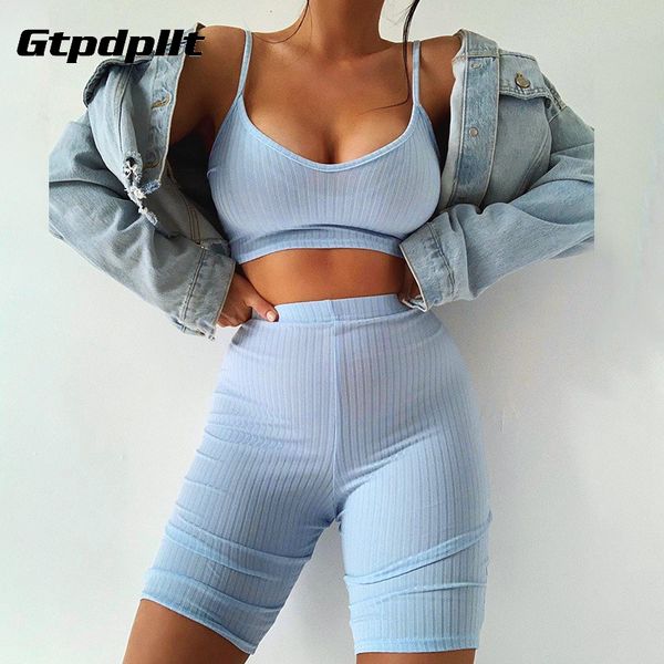 gtpdpllt summer sport tracksuit 2020 spaghetti strap crop and mini biker shorts women set blue casual outfits two piece sets t200610, Gray
gtpdpllt summer sport tracksuit 2020 spaghetti strap crop and mini biker shorts women set blue casual outfits two piece sets t200610, Gray