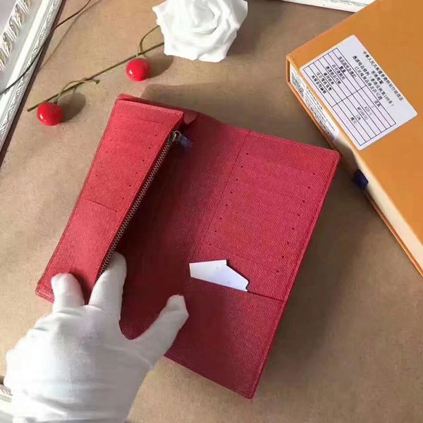 wholesale and retail 2018 famous brand fashion luxury designer men women leather wallet lady ladies long purse men wallets, Red;black