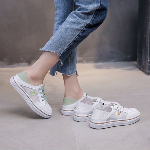 genuine leather patchwork mesh small white shoes creepers round toe slip on loafers embroidery daisy mixed colors sneakers women, Black
genuine leather patchwork mesh small white shoes creepers round toe slip on loafers embroidery daisy mixed colors sneakers women, Black