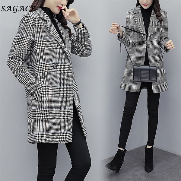 sagace clothes coat women winter spring autumn winter plaid print vintage office long sleeve button woolen jacket coat, Black
sagace clothes coat women winter spring autumn winter plaid print vintage office long sleeve button woolen jacket coat, Black