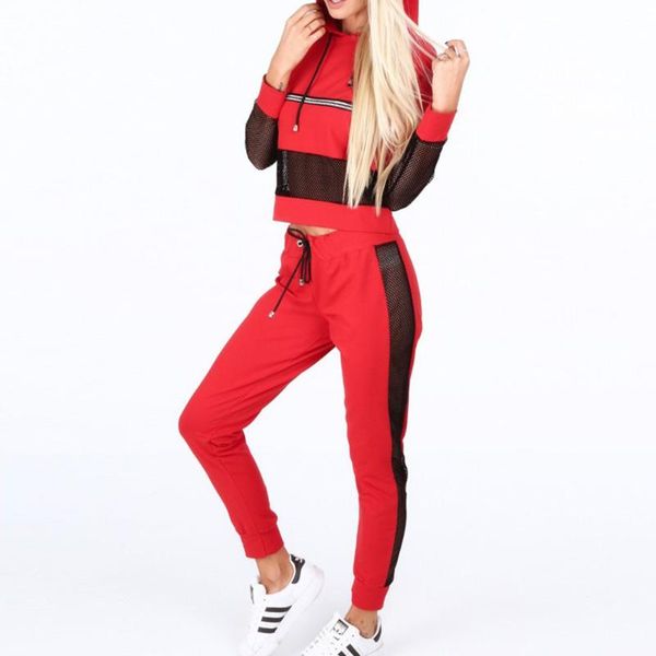 two piece dress autumn mesh patchwork tracksuit women sheer crop with pencil pants lace up set casual hoodie solid sets, White
two piece dress autumn mesh patchwork tracksuit women sheer crop with pencil pants lace up set casual hoodie solid sets, White