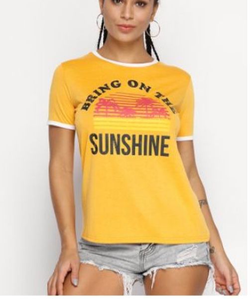 Women Summer Beach Tshirts Bring The Sunshine Letters Printed Tees Short Sleeved Tops Tees Vestidoes
Women Summer Beach Tshirts Bring The Sunshine Letters Printed Tees Short Sleeved Tops Tees Vestidoes