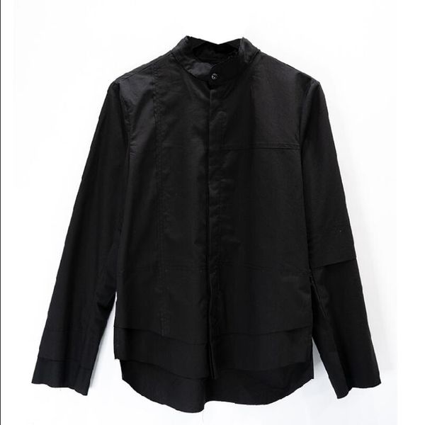 original men's shirt multi-layer stitching cotton casual clothing male solid standing collar black shirts large size costumes, White;black
original men's shirt multi-layer stitching cotton casual clothing male solid standing collar black shirts large size costumes, White;black