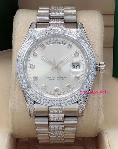 2020 41mm diamond inlaid outer ring middle row diamond watch with automatic mechanical watch stainless steel fashionable men's watch, Slivery;brown
2020 41mm diamond inlaid outer ring middle row diamond watch with automatic mechanical watch stainless steel fashionable men's watch, Slivery;brown
