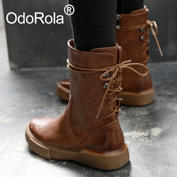 2019 quality women leather boots winter boots lace-up mid-calf oxford flat shoes biker motocross, Black
2019 quality women leather boots winter boots lace-up mid-calf oxford flat shoes biker motocross, Black