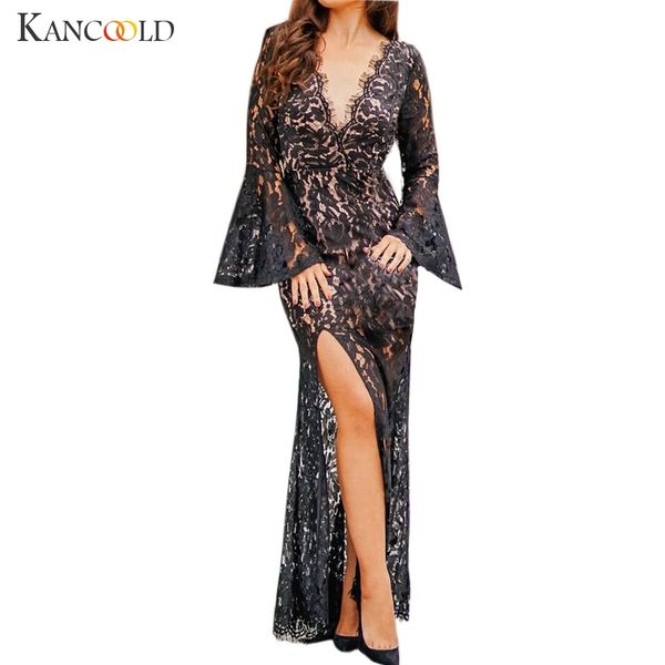 kancoold dress women's v-neck halter lace perspective sleeveless solid color sling dress party club long dress 2019, Black;pink
kancoold dress women's v-neck halter lace perspective sleeveless solid color sling dress party club long dress 2019, Black;pink