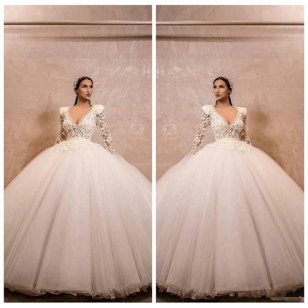 v-neck lace long sleeves ball gown wedding dress tulle skirt 2021 modest floor length bridal gowns robe de marriage middle east dubai, White
v-neck lace long sleeves ball gown wedding dress tulle skirt 2021 modest floor length bridal gowns robe de marriage middle east dubai, White