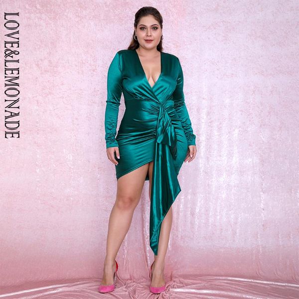 love&lemonade plus size green v-neck shirring streamer decoration bodycon party dress lm81639plus, Black;gray
love&lemonade plus size green v-neck shirring streamer decoration bodycon party dress lm81639plus, Black;gray